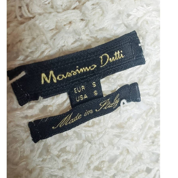 Massimo Dutti Small Long Cream Eyelash Fringe Crochet Knit Open Cardigan Duster - Picture 3 of 10